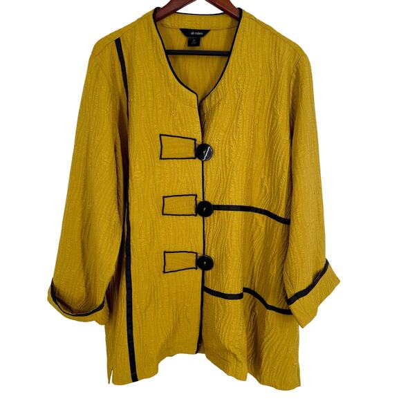 Ali Miles Tops - Ali Miles Plus Size 2X Mustard Yellow Wearable Art to Wear Blouse Shirt Top